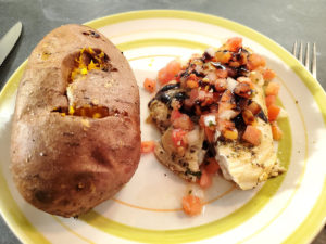 Bruschetta Chicken Dinner with Sweet Potato