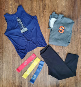 Glutes Day with Mini Bands Old Navy workout outfit, Syracuse hoodie