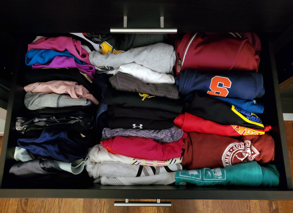 Stand your clothes up in a drawer to see them more easily