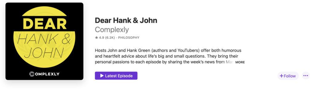 Dear Hank and John Podcast