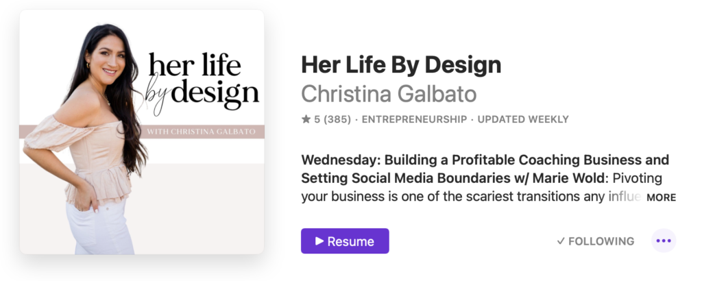 Her Life by Design Podcast Christina Galbato