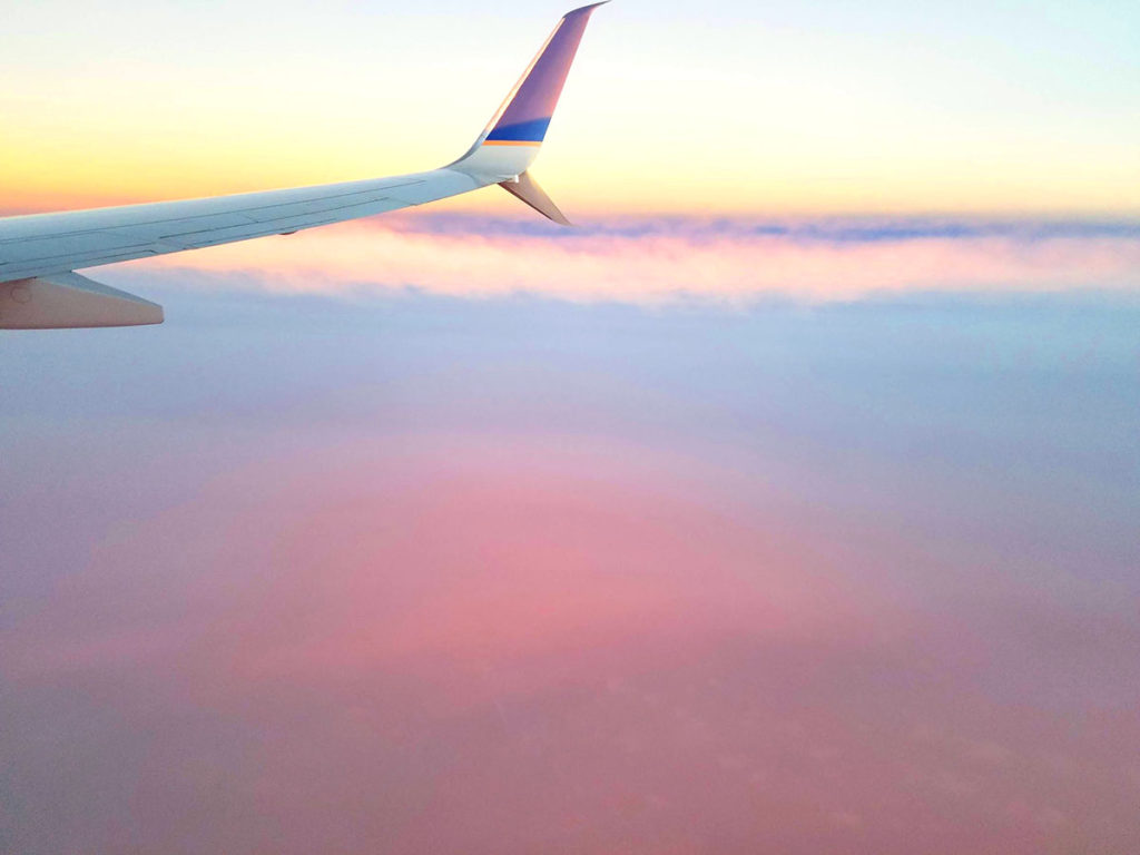 Airplane Wing with Sunset during October Visit 30 Different Places