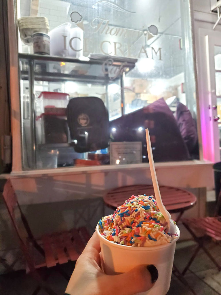 Thomas' Ice Cream Hoboken NJ New Jersey Moose tracks with sprinkles