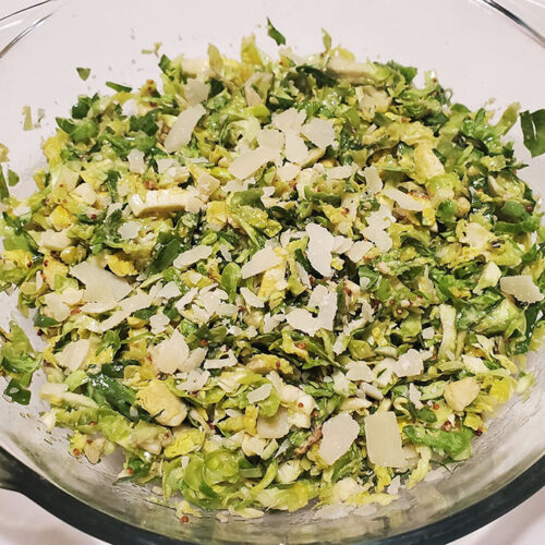 Shaved Parmesan Brussels Sprouts Salad with Lemon Dressing