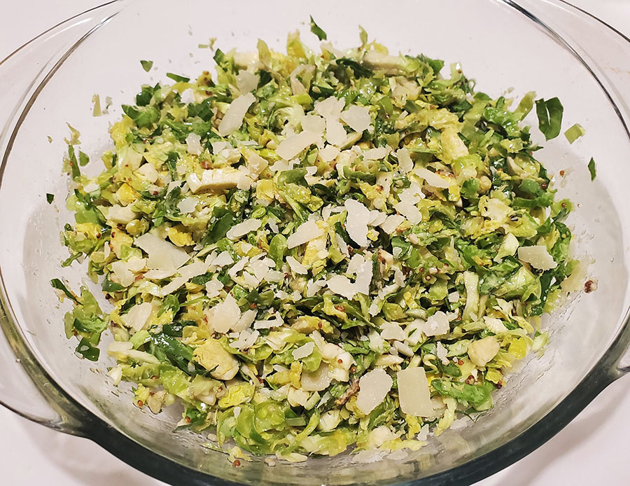 Shaved Parmesan Brussels Sprouts Salad with Lemon Dressing