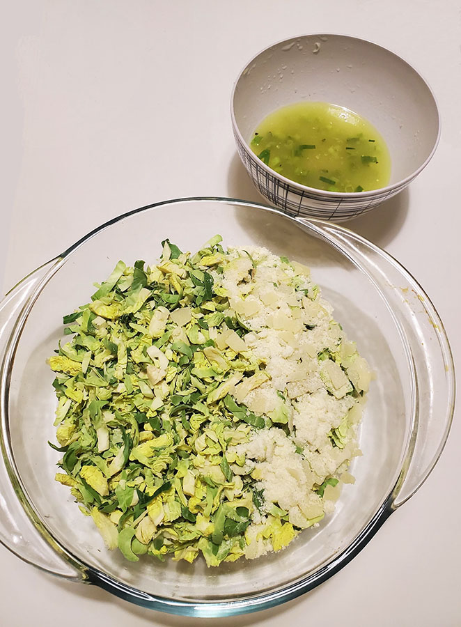 Raw Shaved Brussels Sprout Salad with Lemon Dijon Dressing